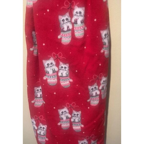 Nick & Nora Red Lined Fleece Wrap Tie Knee‎ length Robe KITTENS in MITTENS XS/S - Picture 4 of 5